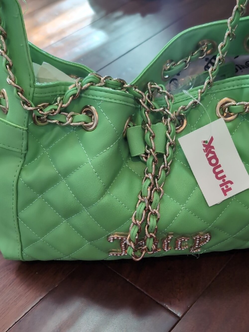 Juicy Couture Quilted Lime Green Shoulder Bag with Gold Hardware - Picture 2 of 5